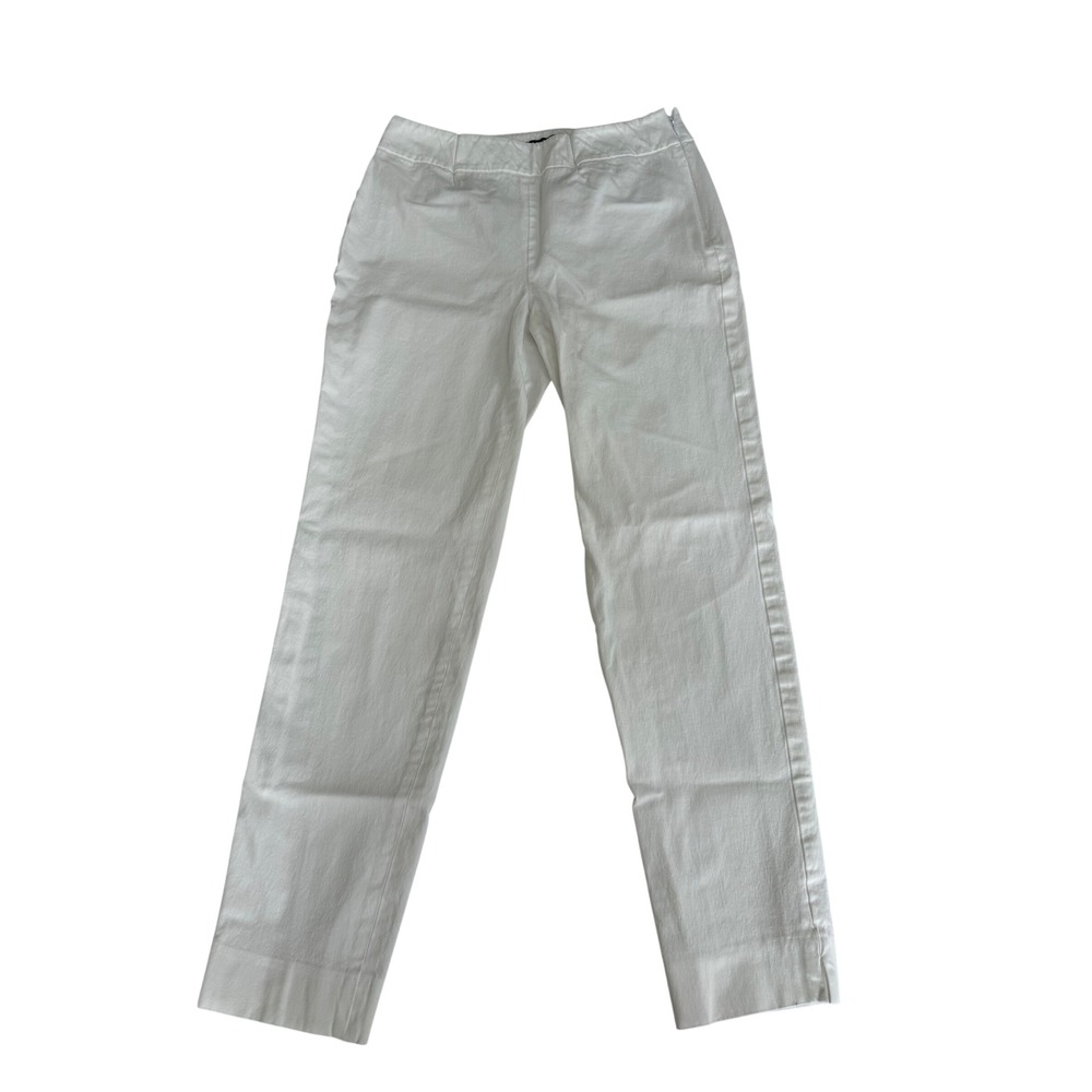 Talbots Chatham Ankle Pants Womens Size 4 White Slim Casual Cotton Blend Stretch